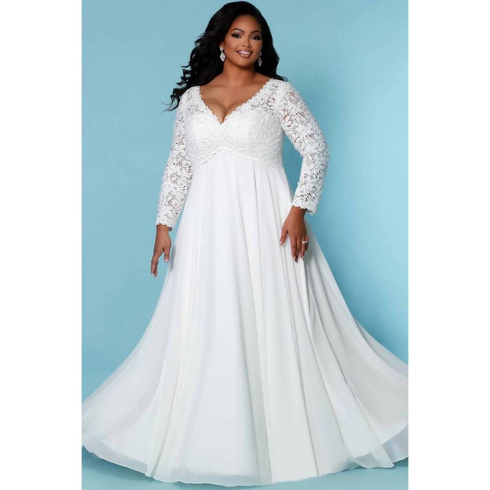 NEW SYDNEY'S CLOSET long sleeve a-line bridal gown in ivory